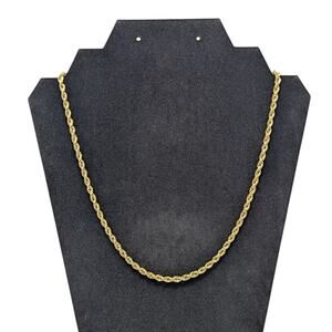 BBB 14K Yellow Gold Rope Chain Necklace 20”, 7.94g, U.S. Patent Estate Jewelry